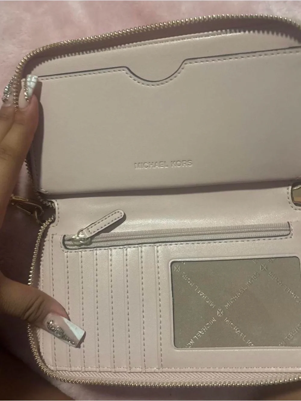 Michael Kors Light Pink Zip-Around Leather Wallet