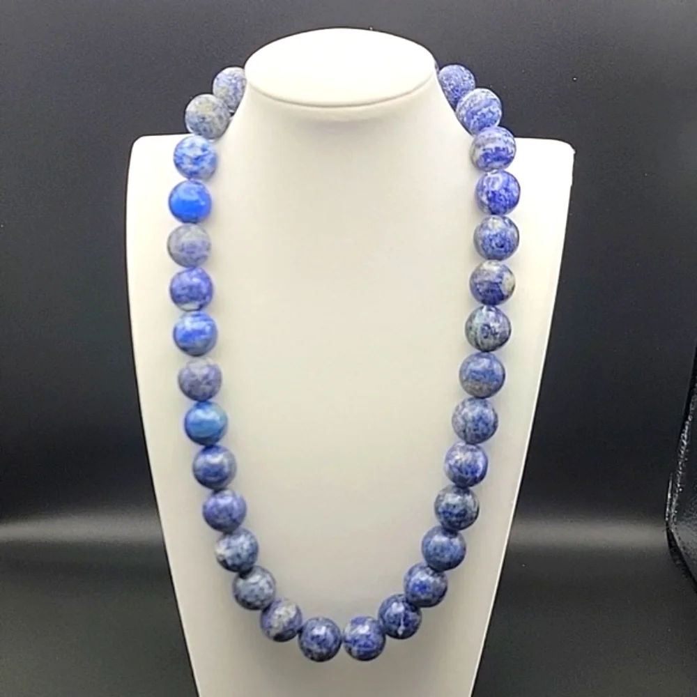 1058 Cts Chunky Natural Blue Lapis Lazuli Round Beaded Natural Gemstone Necklace