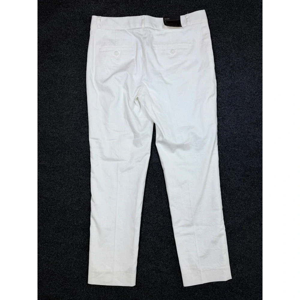 Banana Republic Avery Linen Blend Ankle Pants Women 4 White Straight Leg New Tag
