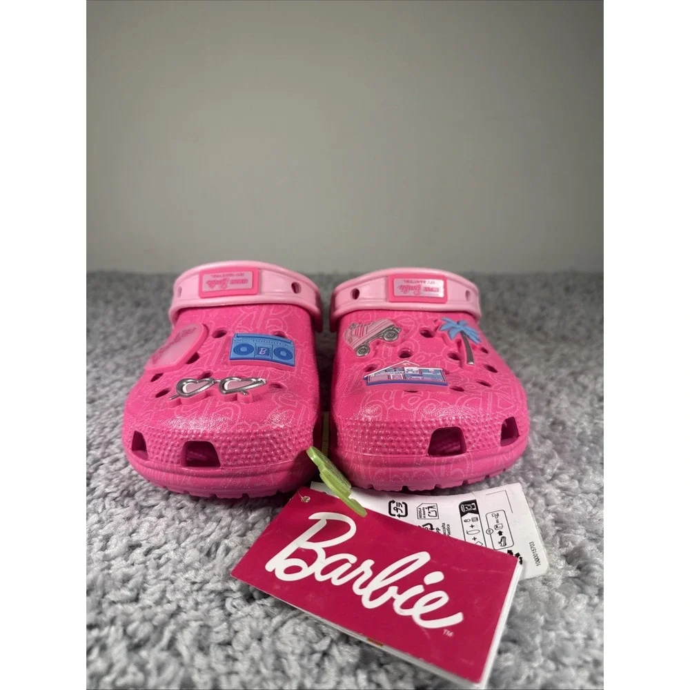 Crocs Kids Mattel Pink Barbie Classic Clogs 211406-90H Size J3 nwt
