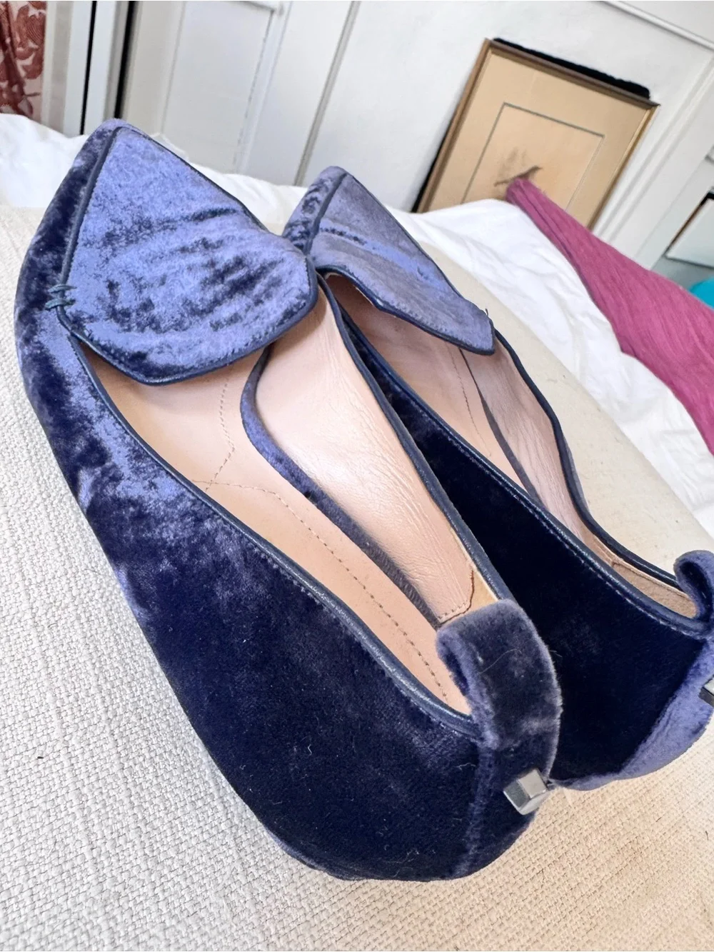Nicholas Kirkwood Beya loafers in purple blue velvet. Size 38.5 EUC $595 retail