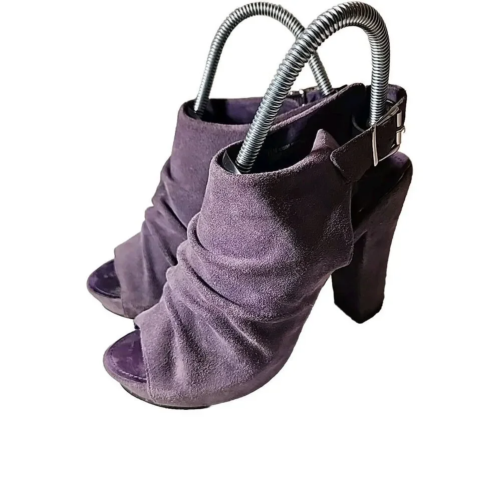 MIA Shoes Womens 7-1/2 Suede Refine Suede 4 inch block heels Peep Toe Platforms‎