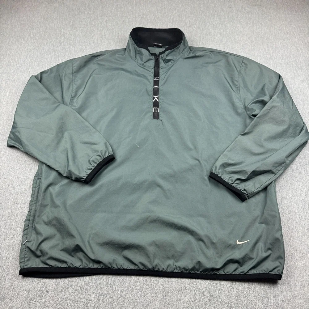 Vintage Nike Jacket Mens 2XL Green Windbreaker‎ 1/2 Zip Running Track Pullover