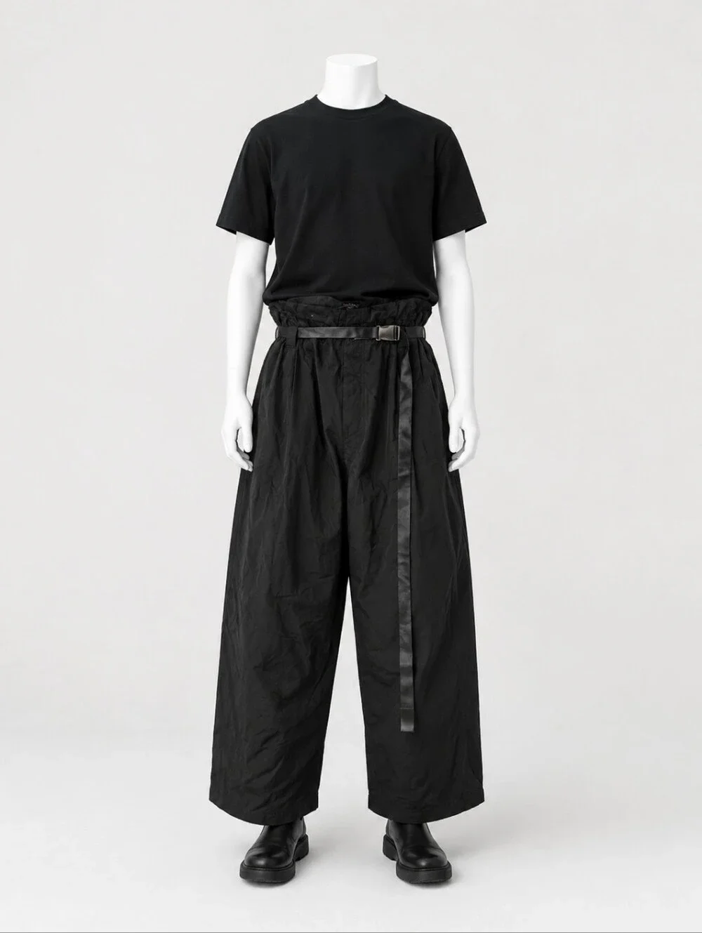 WILLY CHAVARRIA X BRANDBLACK | Black Wide Leg Paperbag Utility Pants M