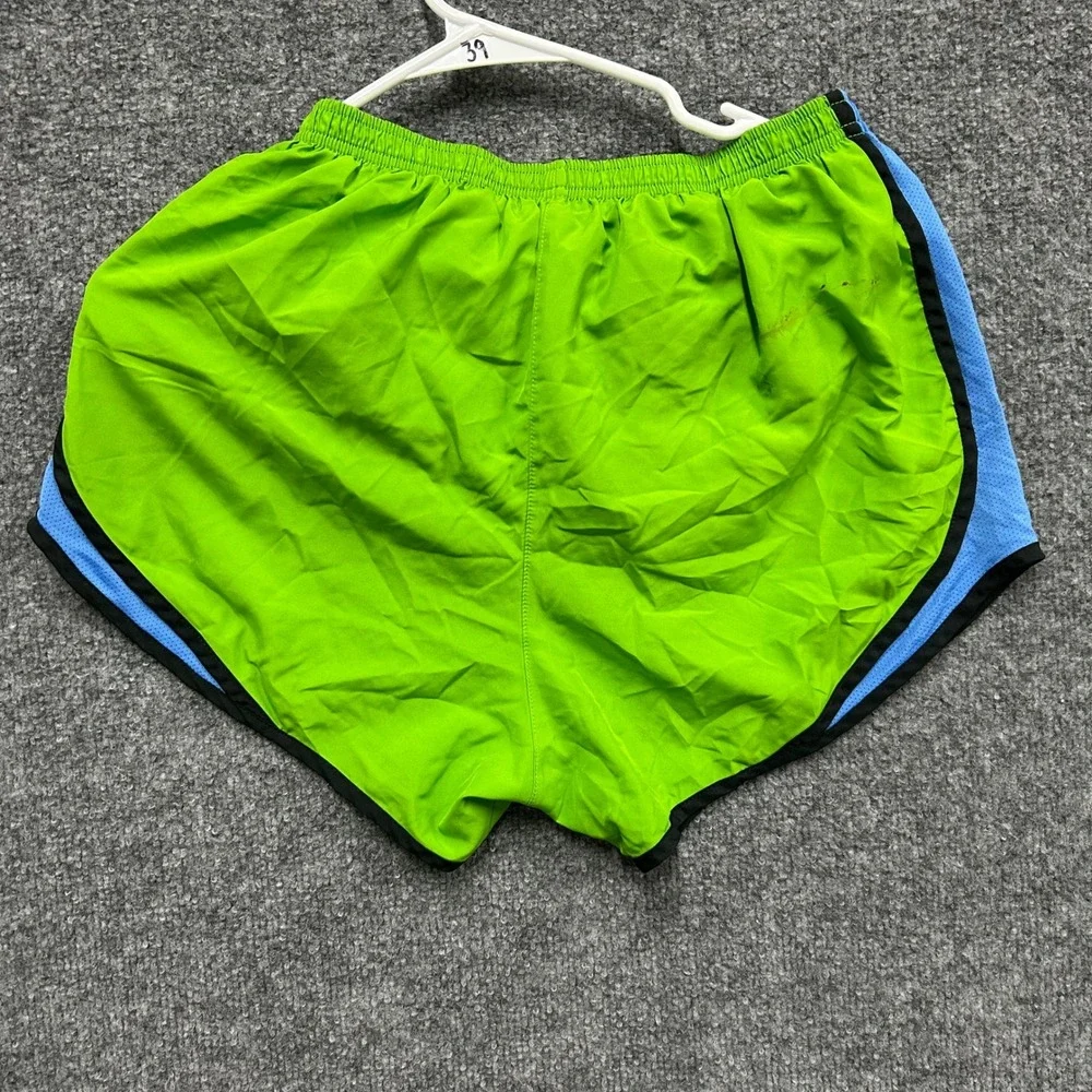Nike Athletic Shorts Womens Size S Lime Green Dri-Fit Running Mesh Blue Stain