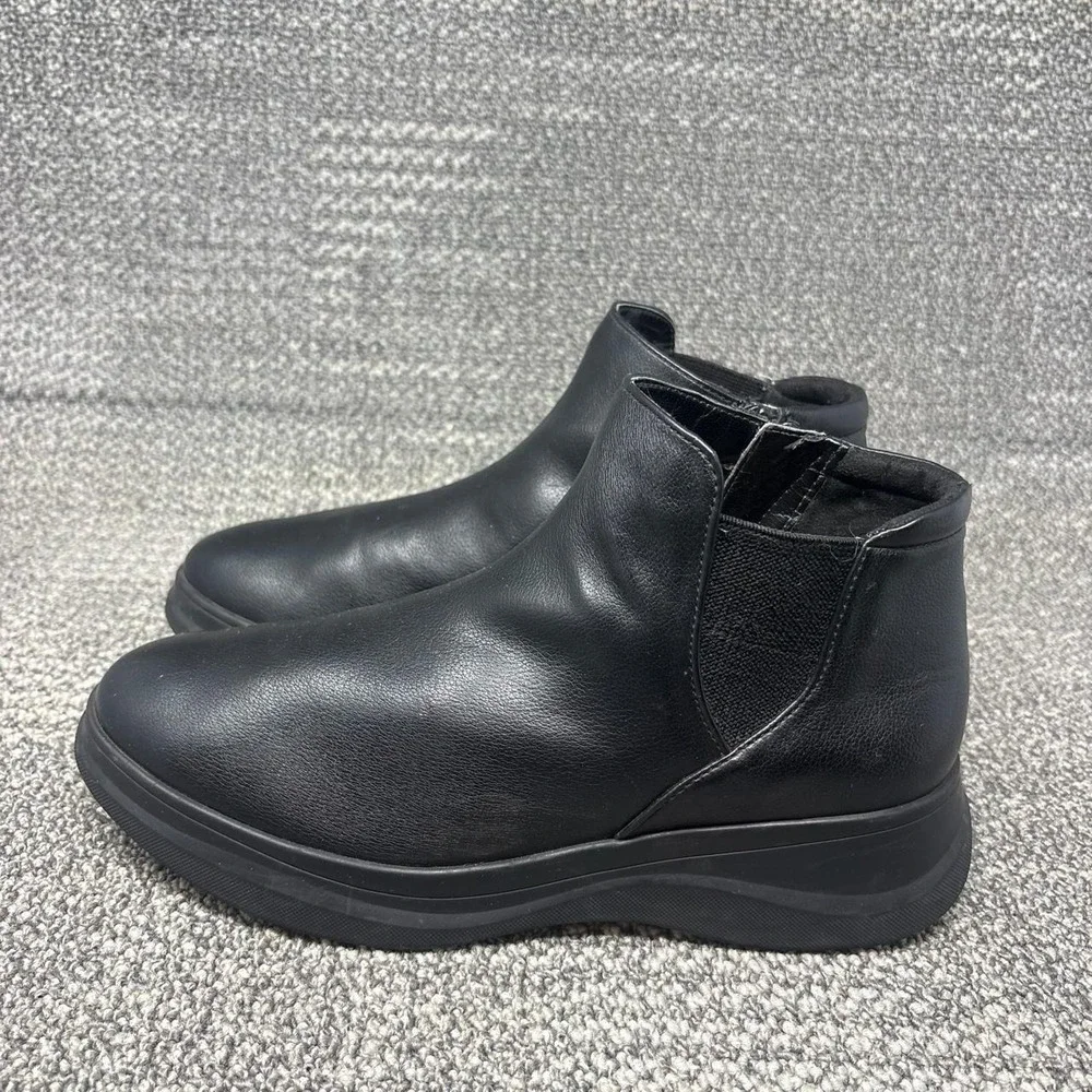 Naturalizer Black Leather Chelsea Ankle Boots Comfort Wedge Zip booties Womens 8