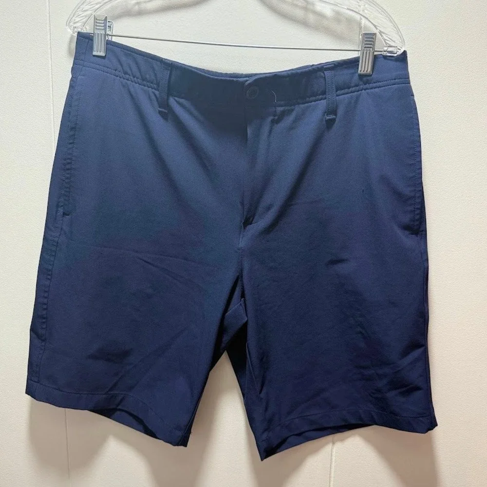 Under Armour Mens Navy Blue Performance Golf Shorts Stretch‎ Flat Front Size 34