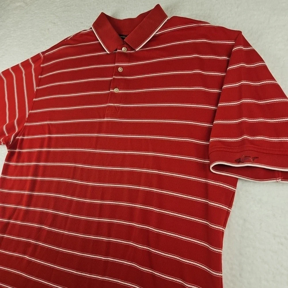 Vintage Greg Norman Short Sleeve Cotton Polo Shirt Red Ribbed Knit Sz‎ XL