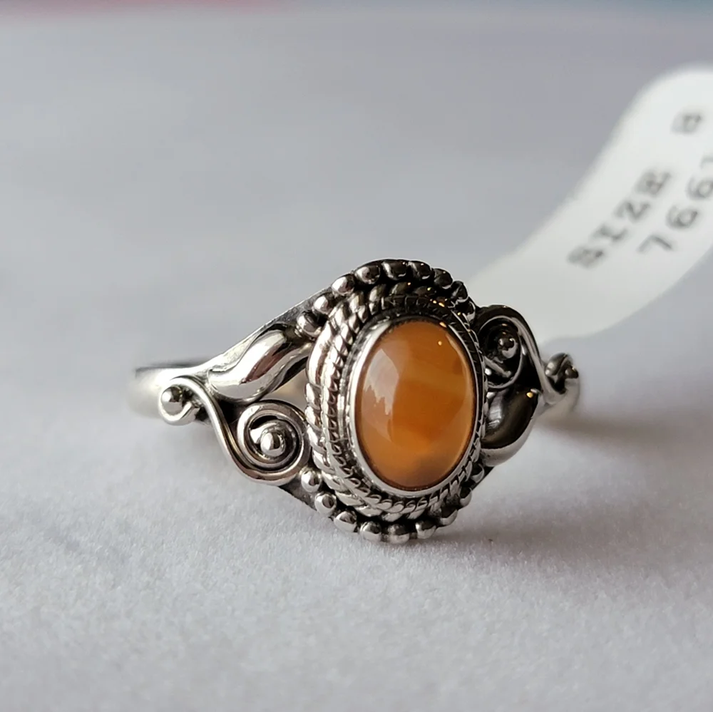 925 Sterling Silver carnelian dahlia