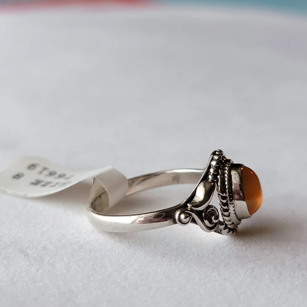 925 Sterling Silver carnelian dahlia