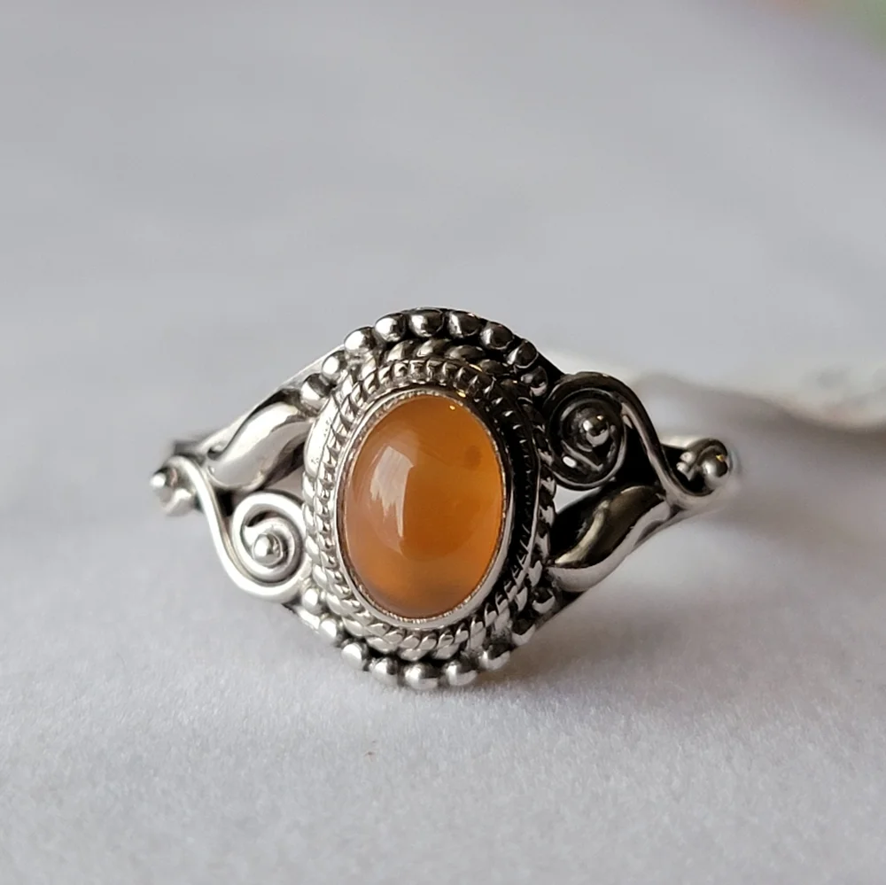 925 Sterling Silver carnelian dahlia