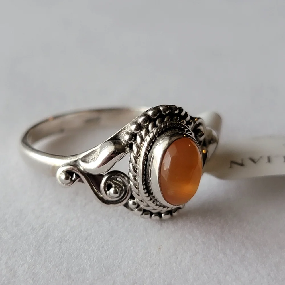925 Sterling Silver carnelian dahlia