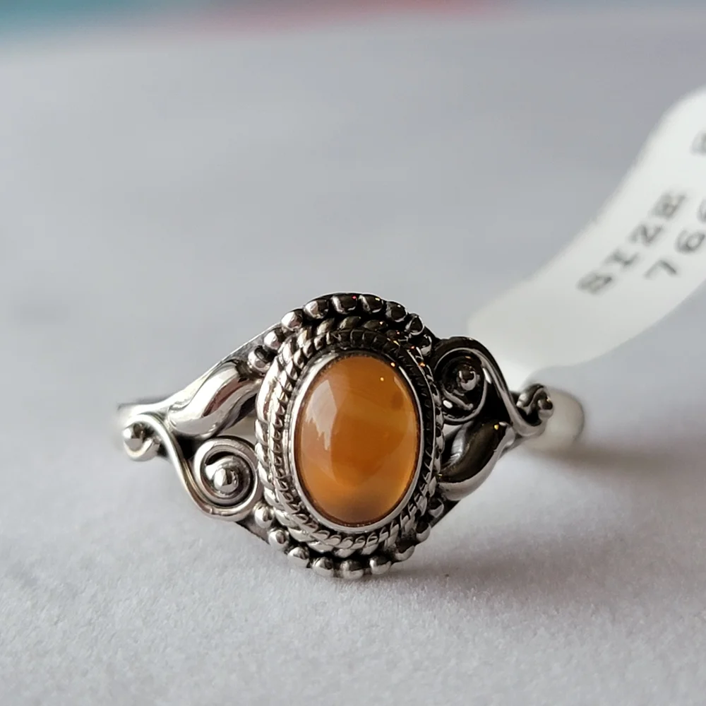 925 Sterling Silver carnelian dahlia