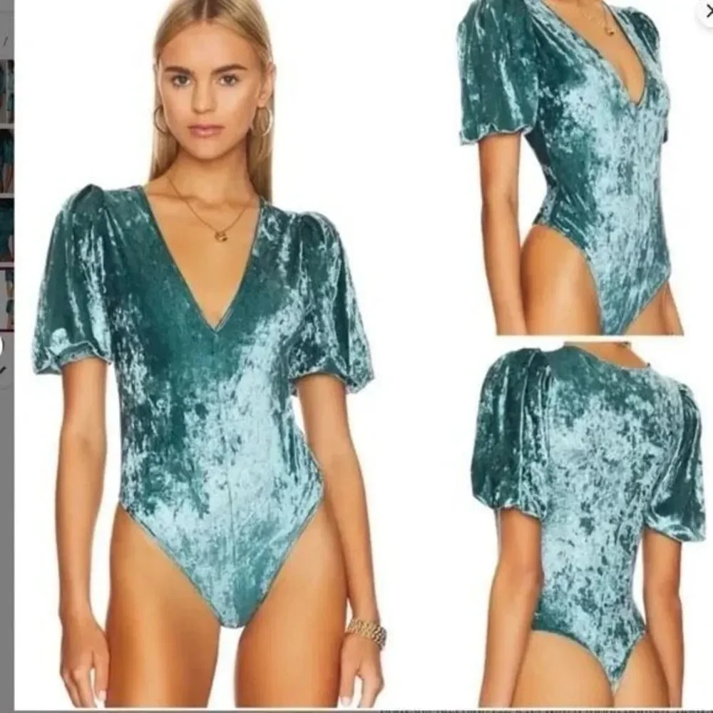 Free People Don’t You Wish Bodysuit Deep Teal size XS