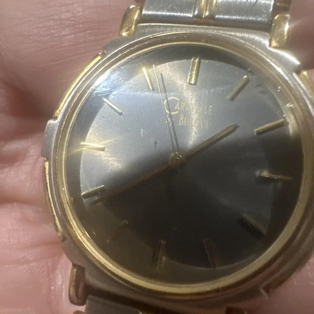 Works VTG Caravelle By Bulova Quartz Date Two-Tone Unisex Watch New Battery 33mm