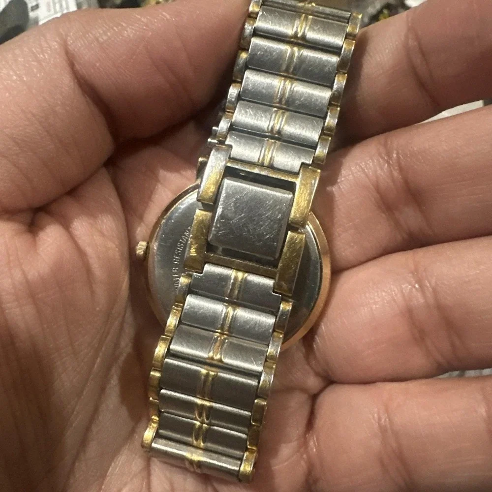 Works VTG Caravelle By Bulova Quartz Date Two-Tone Unisex Watch New Battery 33mm