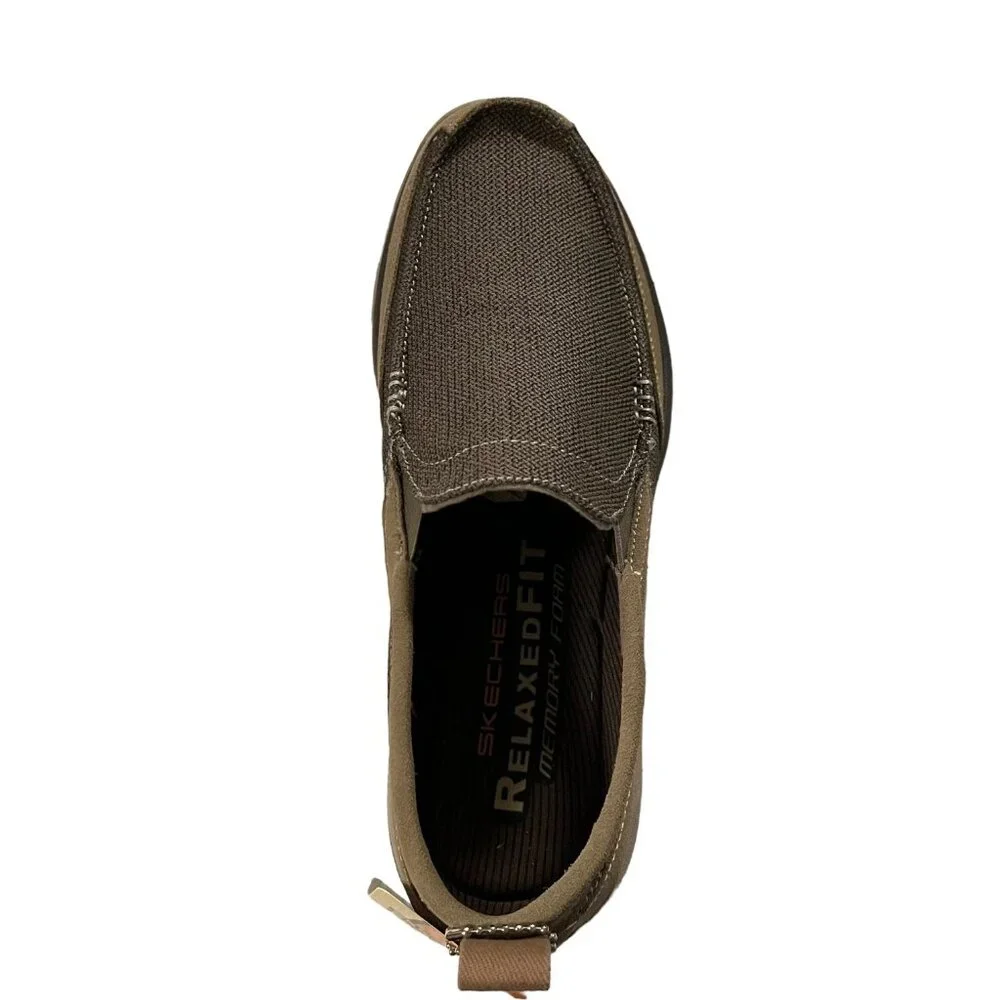 Skechers Men's Loafer Size 11.5 Tan Relaxed Fit Slip-on Shoe Memory Foam Footbed