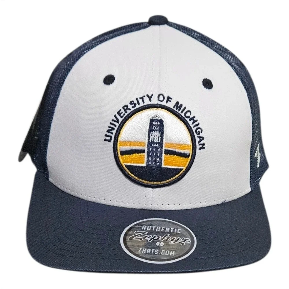 Michigan Wolverines Zephyr Trucker Hat‎ Snapback Blue Football Basketball New