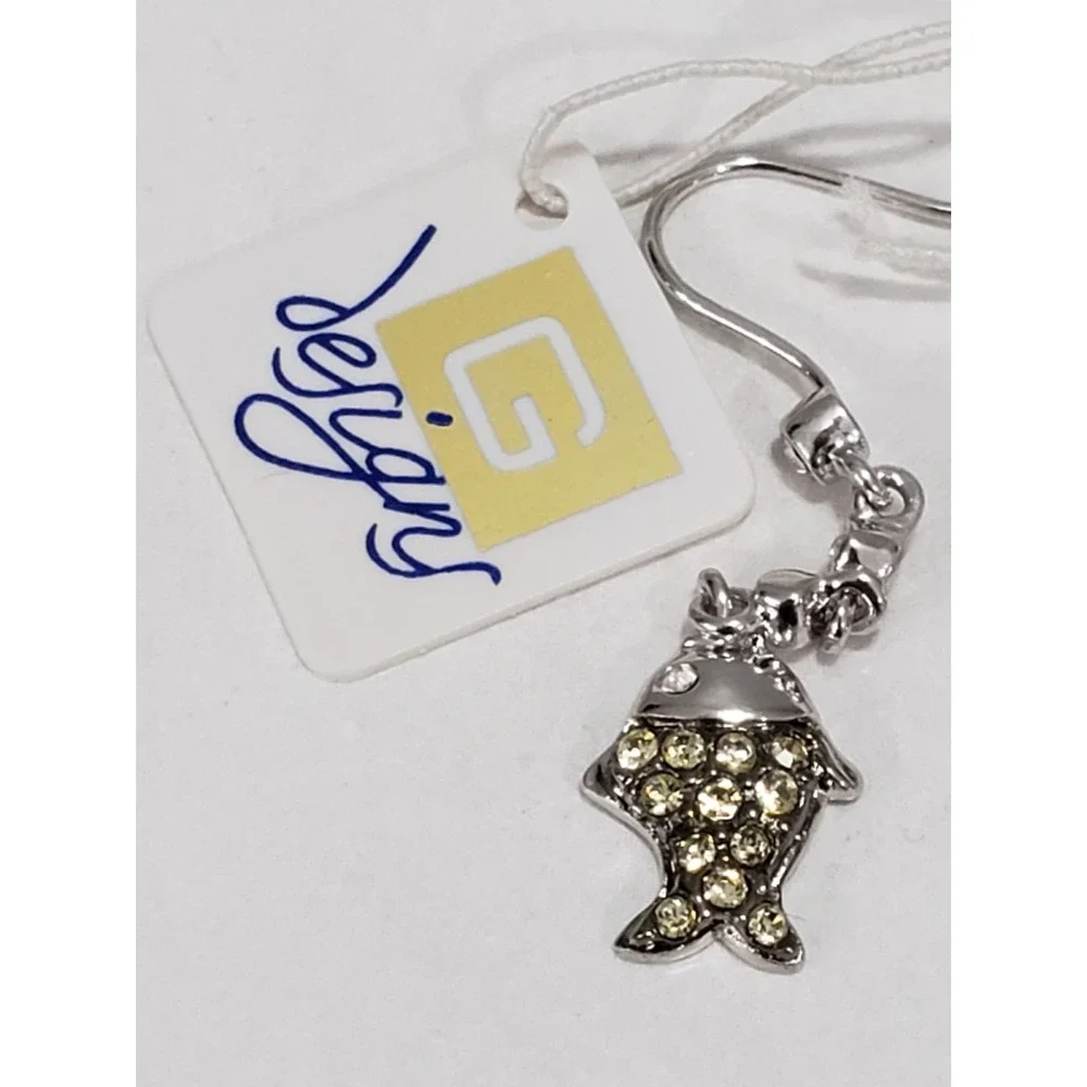 GREEN G Designs GORJANA Silver Tone FISH EARRINGS‎ dangle fishing nautical beach