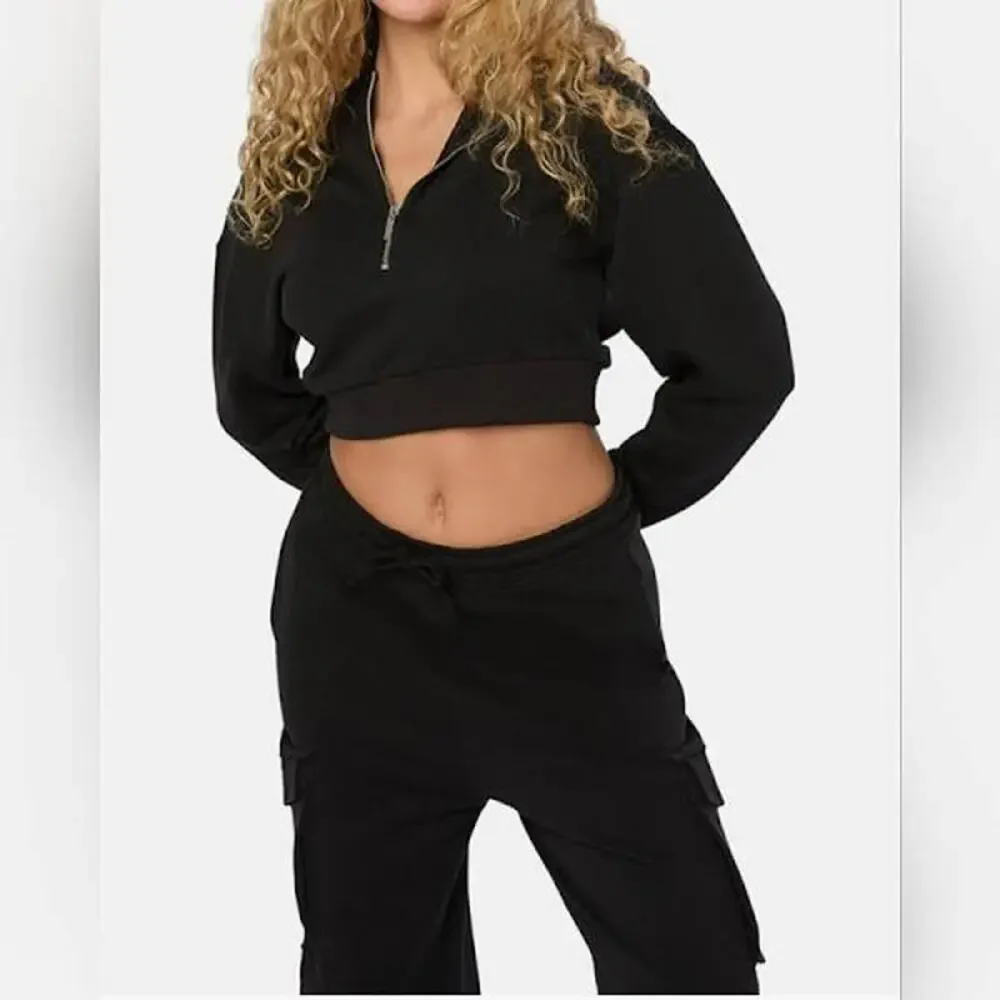 NWT Weworewhat Half Zip Hoodie Black Women's‎ Size XS