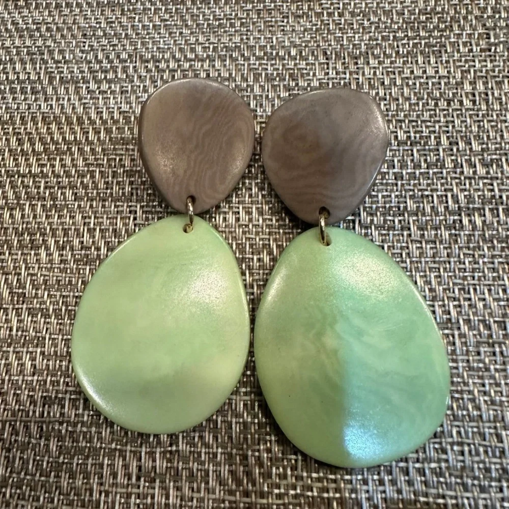 Elegant Green and Brown Earrings