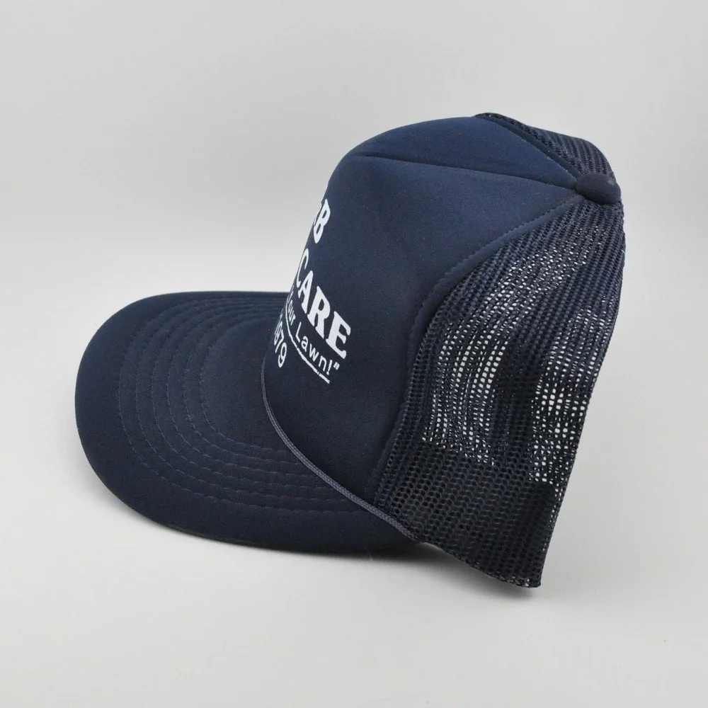 YoungAn Hat Co Trucker Hat OS Navy Blue‎ Excellent B&B Lawn Care Snapback Mesh