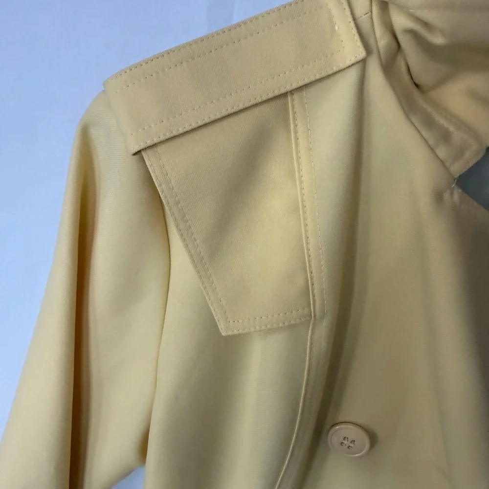 Vintage Yellow Double Breasted Trench Coat Belted Mod Oversized Collar‎ Size 10