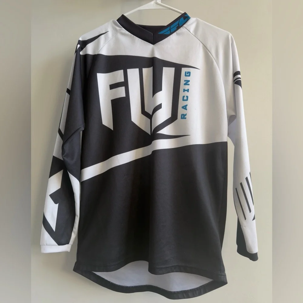 Fly Racing Motocross Jersey‎ Youth YXL Black White F-16 MX BMX