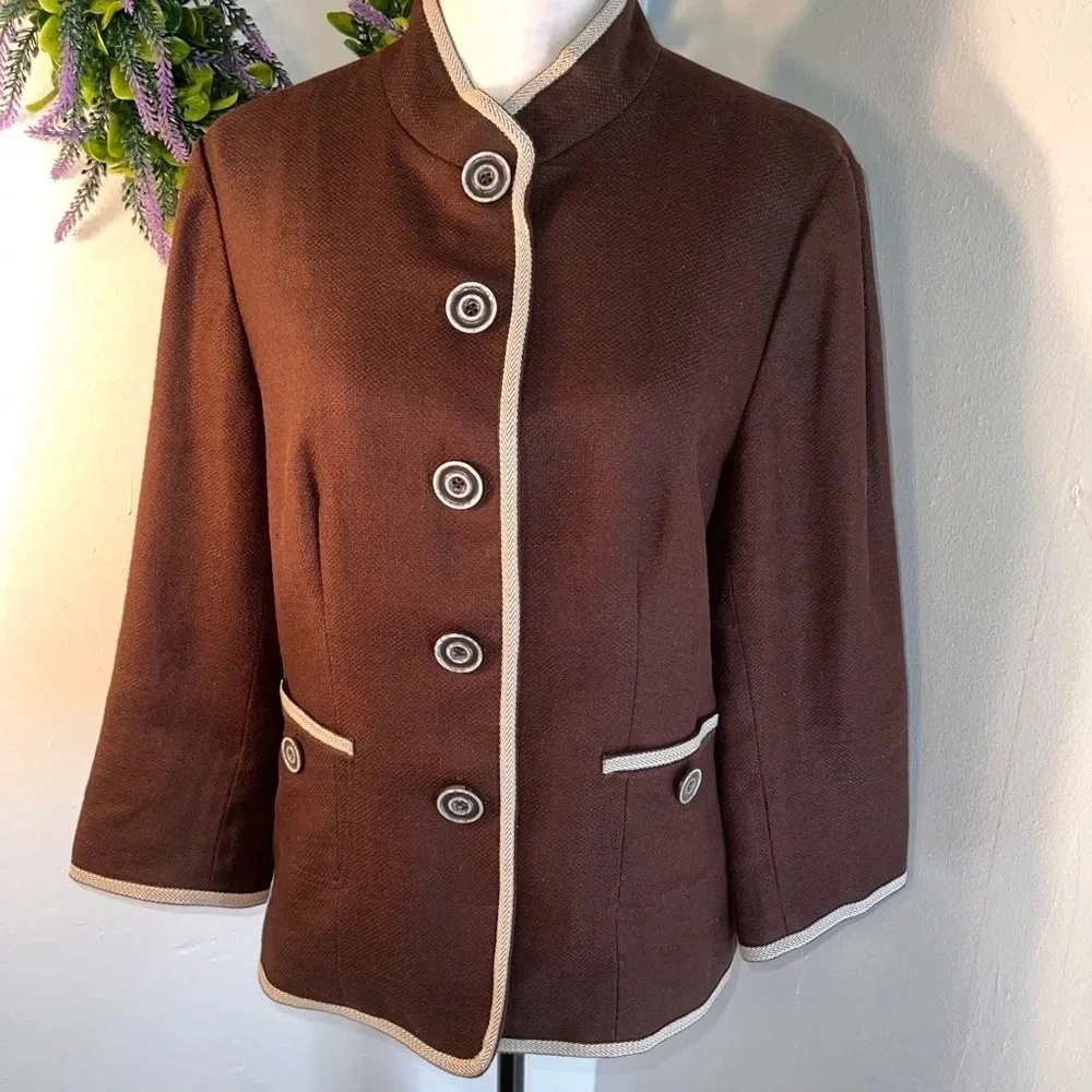 Peck&peck,14 oversized‎ button front pocketed,contrast stitching jacket/Blazer