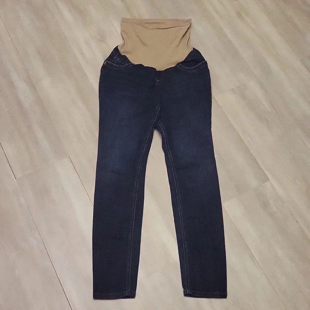 Indigo Blue Maternity Jeans Dark Wash 5 Pocket Support Belly‎ Womens Size XS