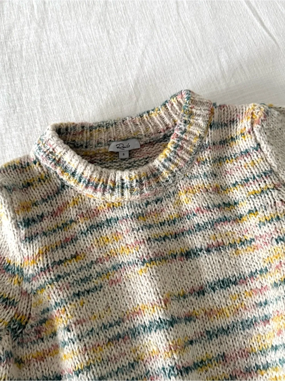 Rails Sybil White Space Dye Sweater - Small