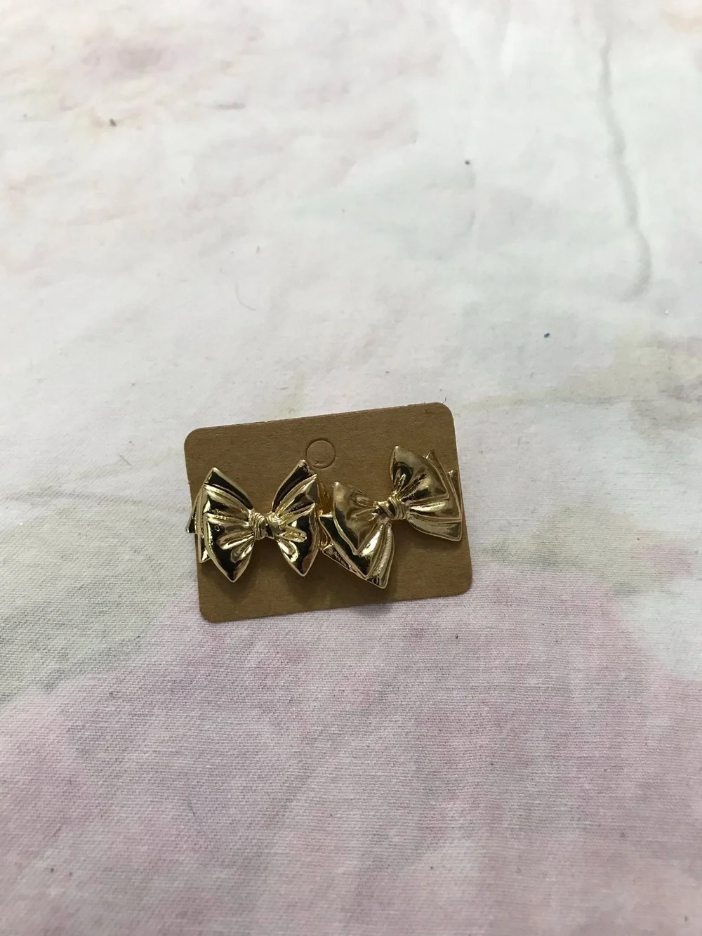 Gold Tone Big Statement Unique Bow Studs Feminine Earrings