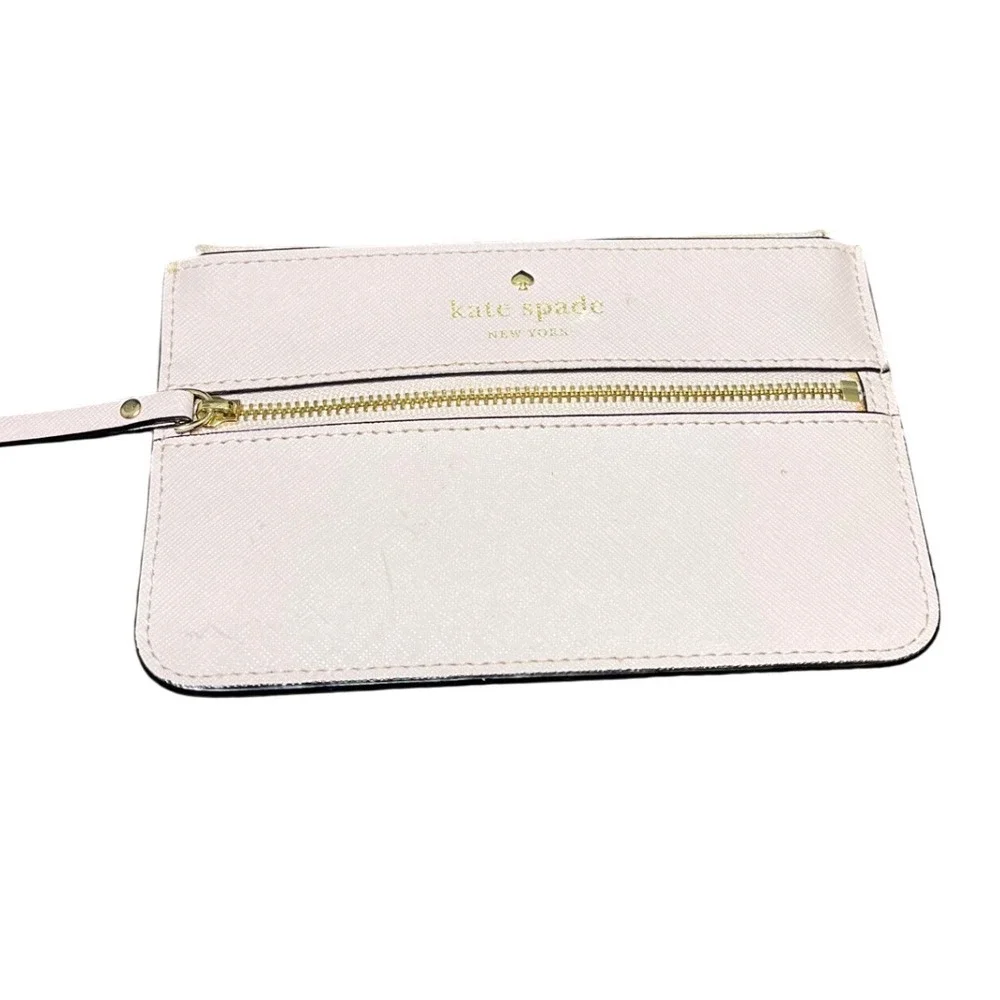 Kate Spade Mikas Pond Saffiano Leather Zip Wristlet Light Pink READ‎