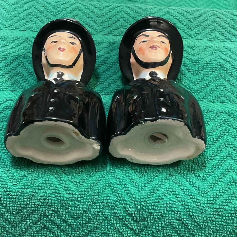Black Ceramic Policeman Salt and Pepper Shakers - Decorative Home Accent