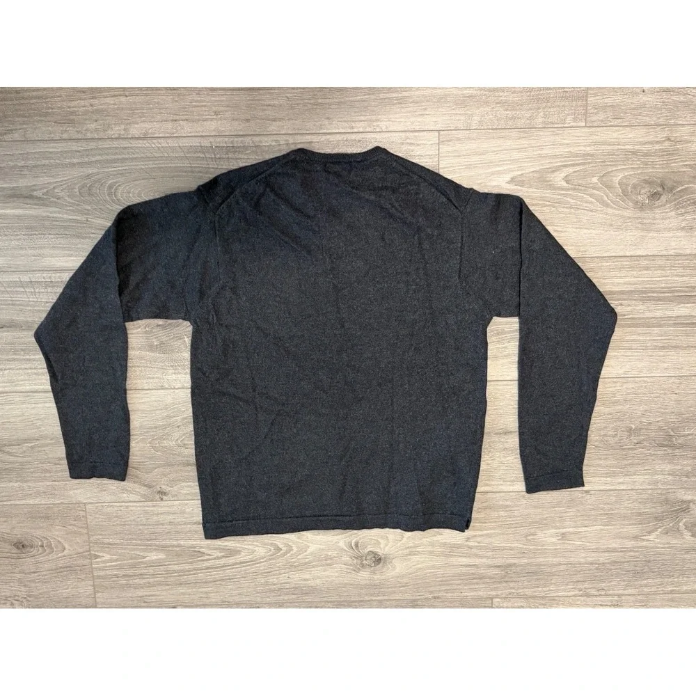 Banana Republic Mens Extra Fine‎ Merino Wool V Neck Sweater Gray Large