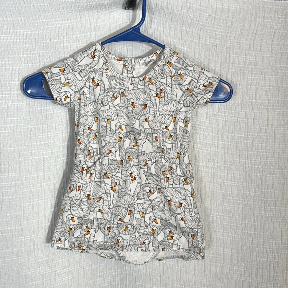 Art &‎ Eden Organic Cotton Swan Print Dress with Pockets | 24 Months