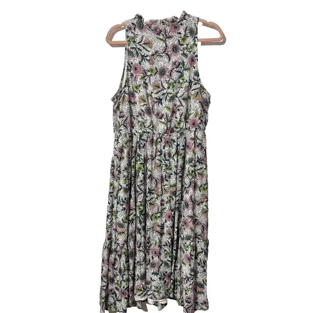 Torrid Plus Size 1 White Wash Gauze Tiered Midi Dress Split Tie‎ V-Neck Summer