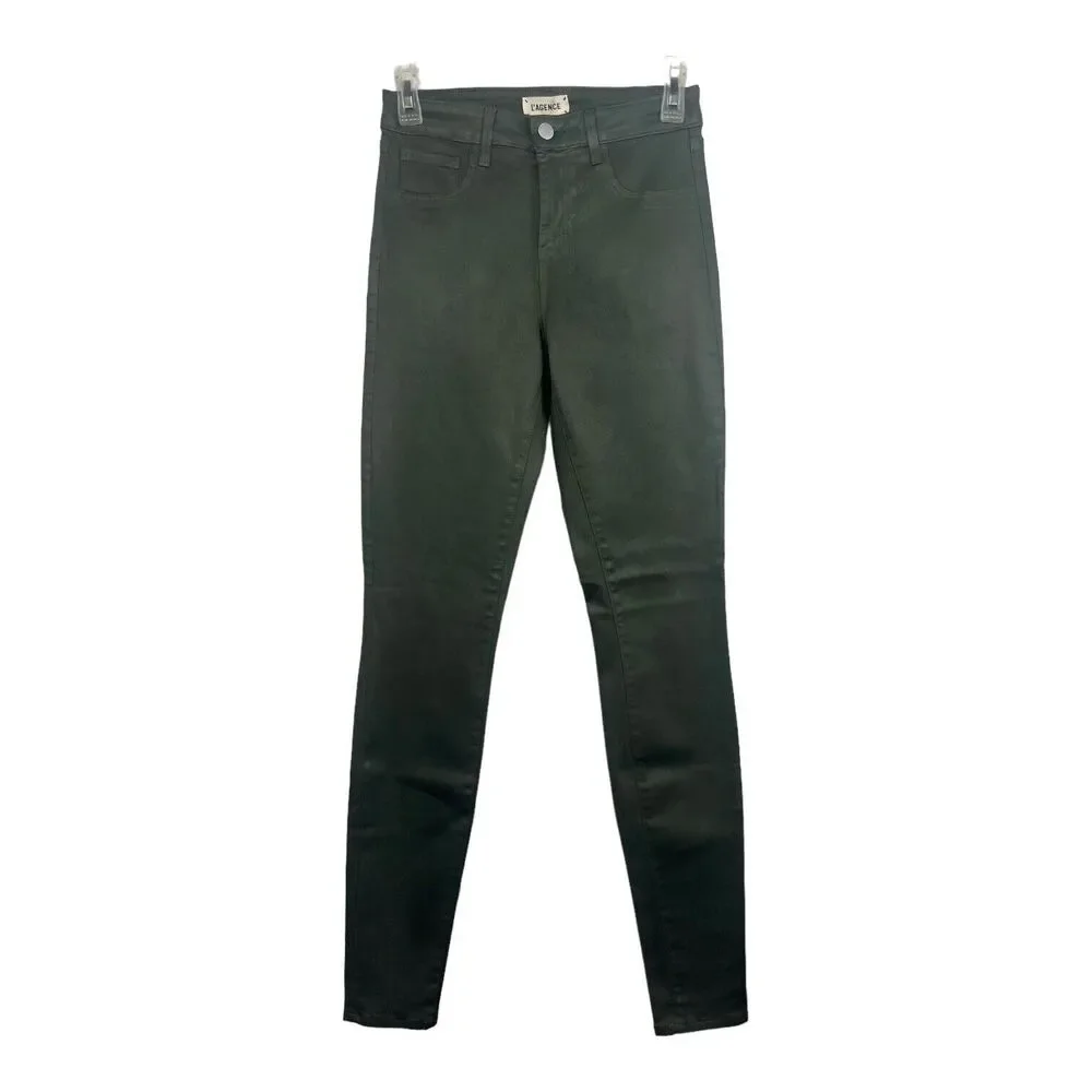 L'Agence NWT Marguerite High Rise Coated Skinny Jeans Size 26 in Ivy Green