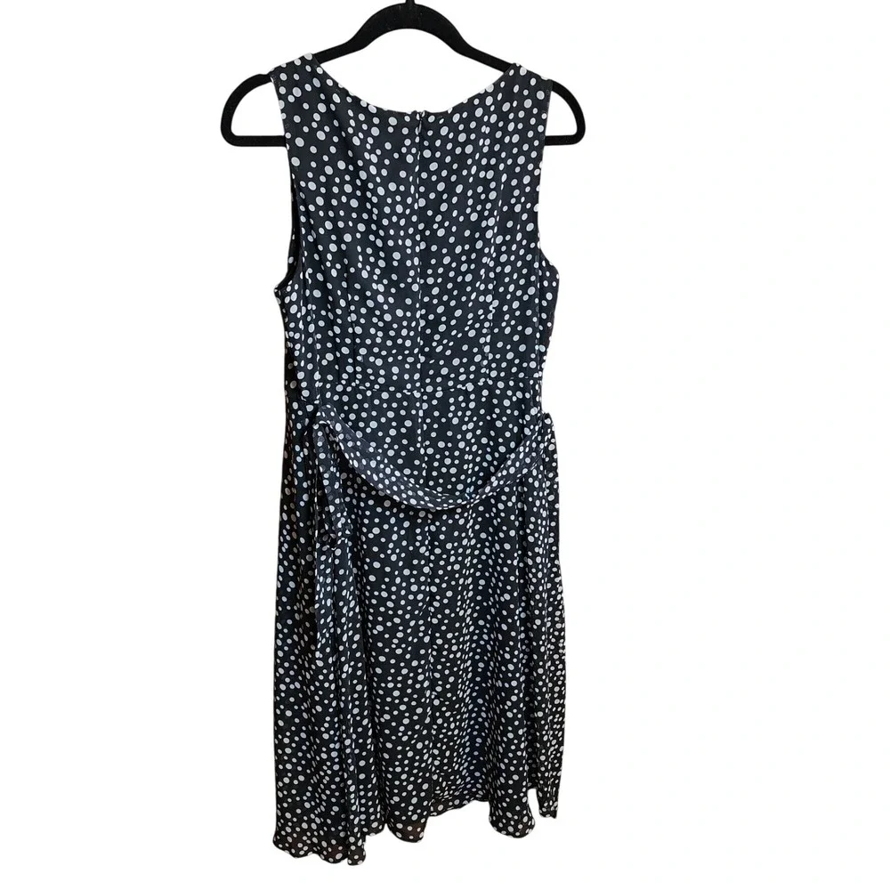 NY Collection Womens Black White Polka Dot Sleeveless Midi Dress CCD0525 PL NWT