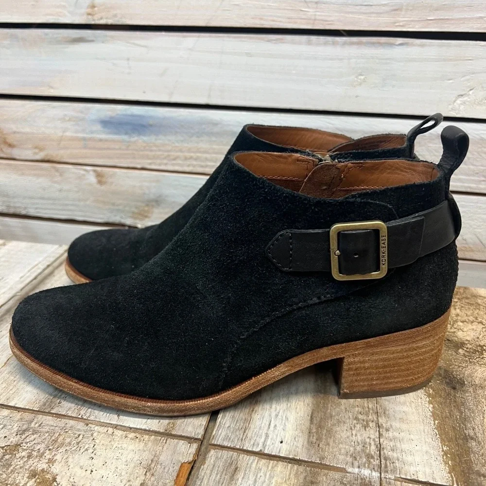 Kork-Ease Black Suede Leather‎ Mesa Ankle Bootie K54200 Size 7.5