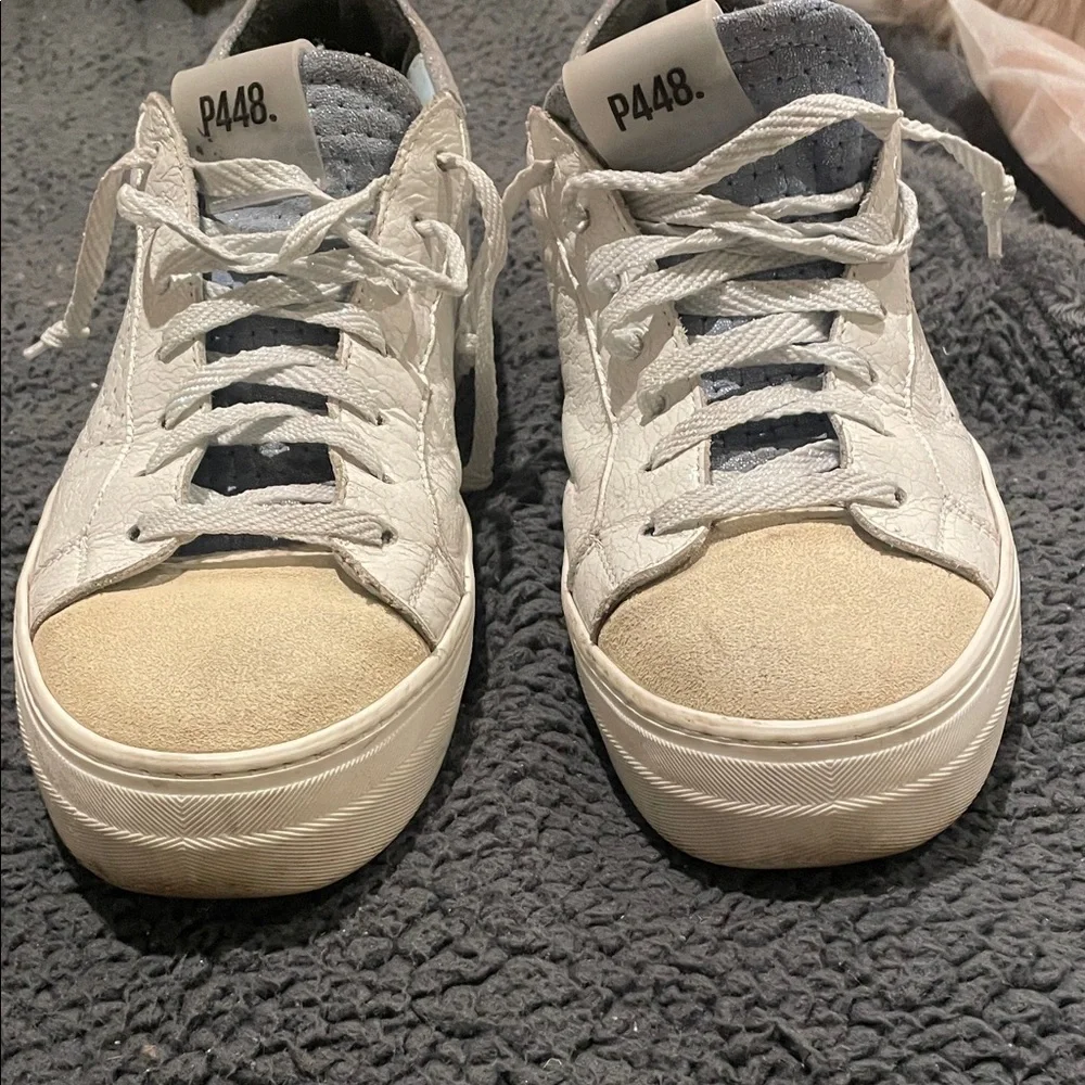 P448 Cream and Gray Casual Sneakers Platforms 42