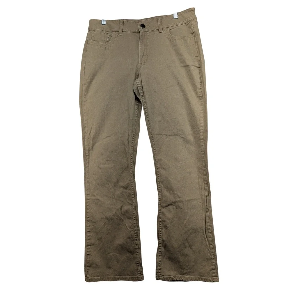 Riders by Lee Women's Tan Straight Leg Stretch Pants Size 16 Long‎ 98% Cotton