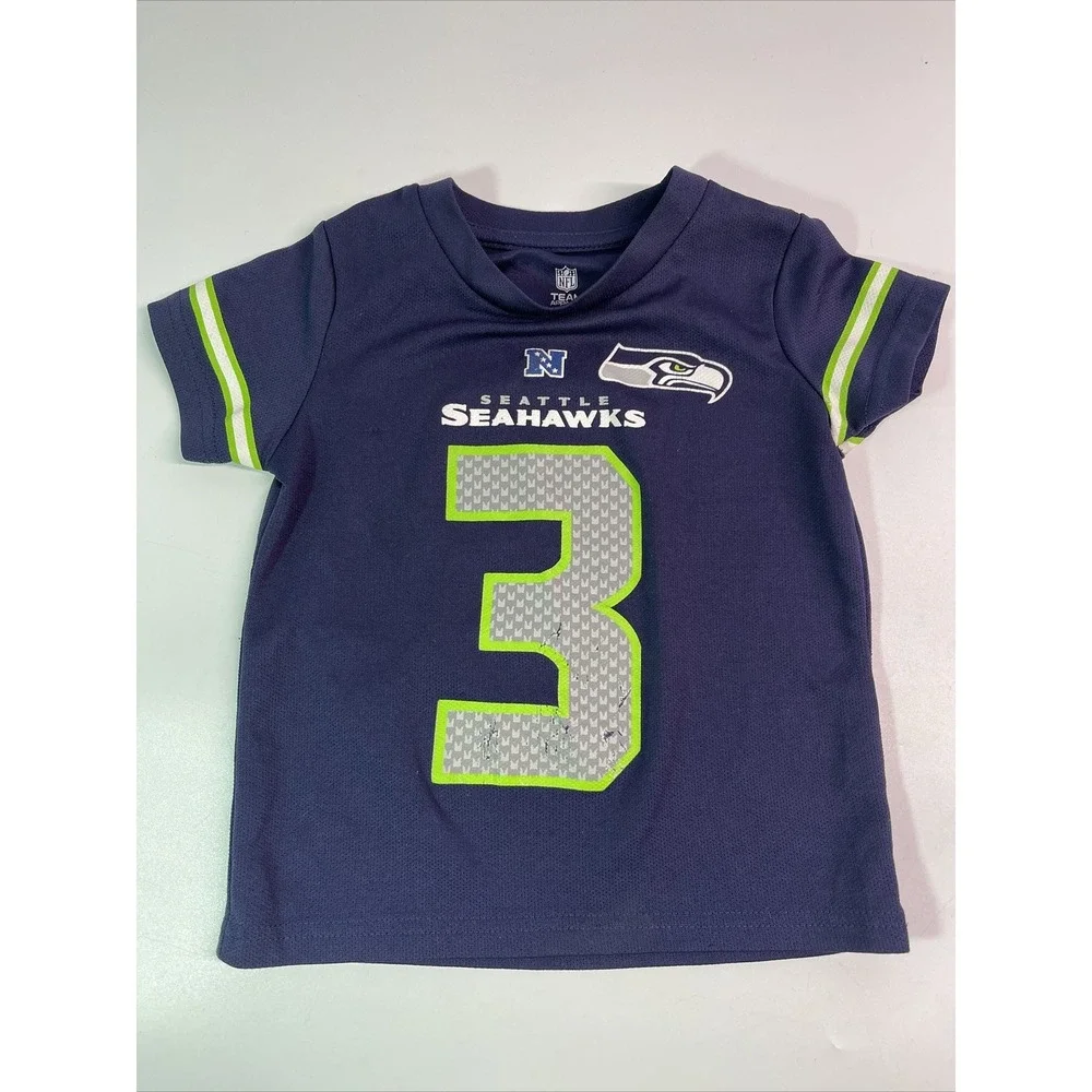 TEAM APPAREL SEATTLE SEAHAWKS RUSSELL WILSON #3 FOOTBALL JERSEY Tee DRY-FIT
