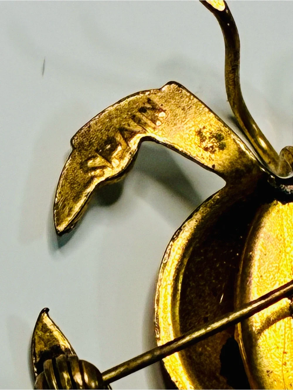 Vintage Spanish Damascene Crab Brooch Signed SPAIN Nautical Vacation Summer