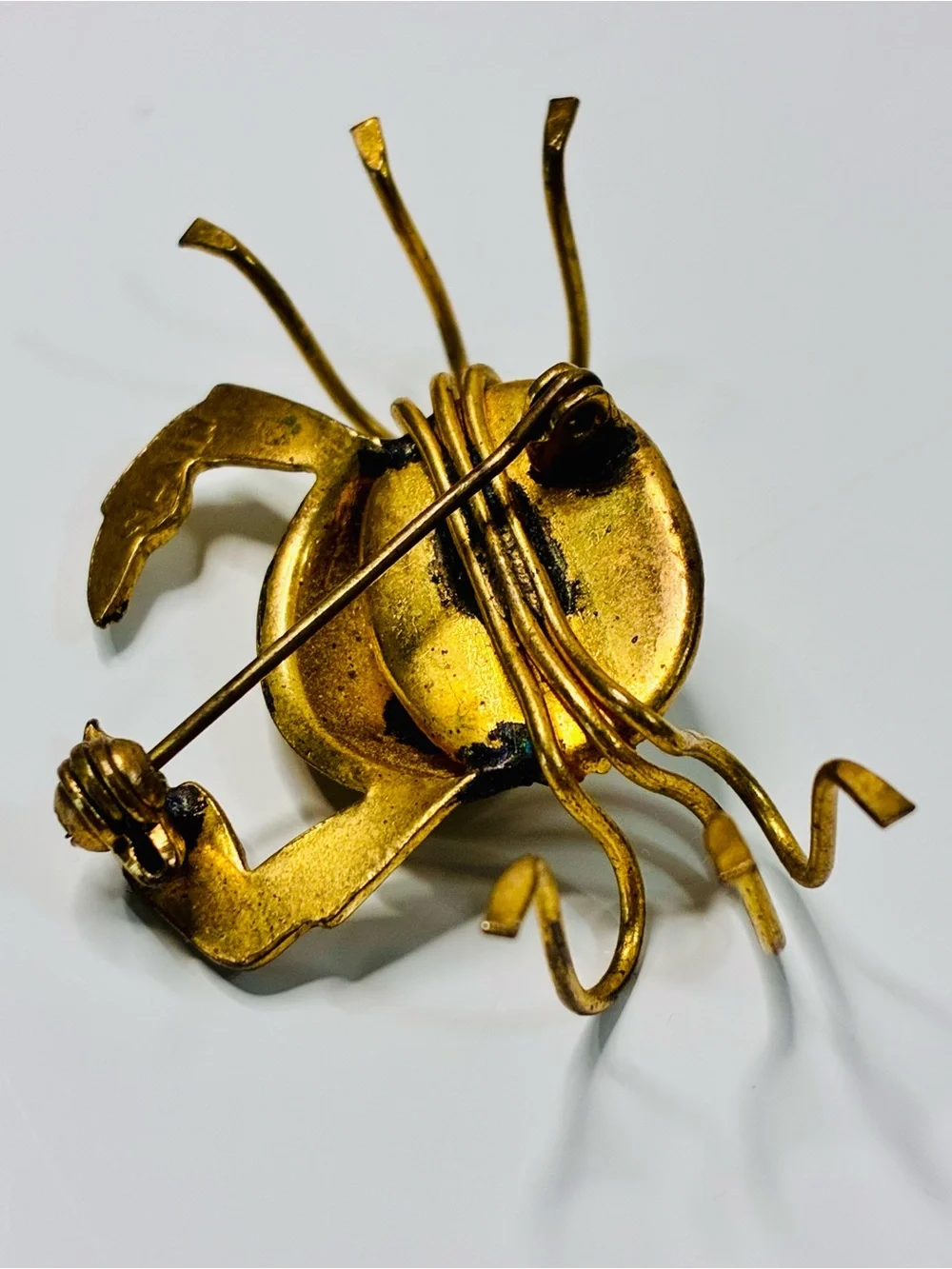 Vintage Spanish Damascene Crab Brooch Signed SPAIN Nautical Vacation Summer