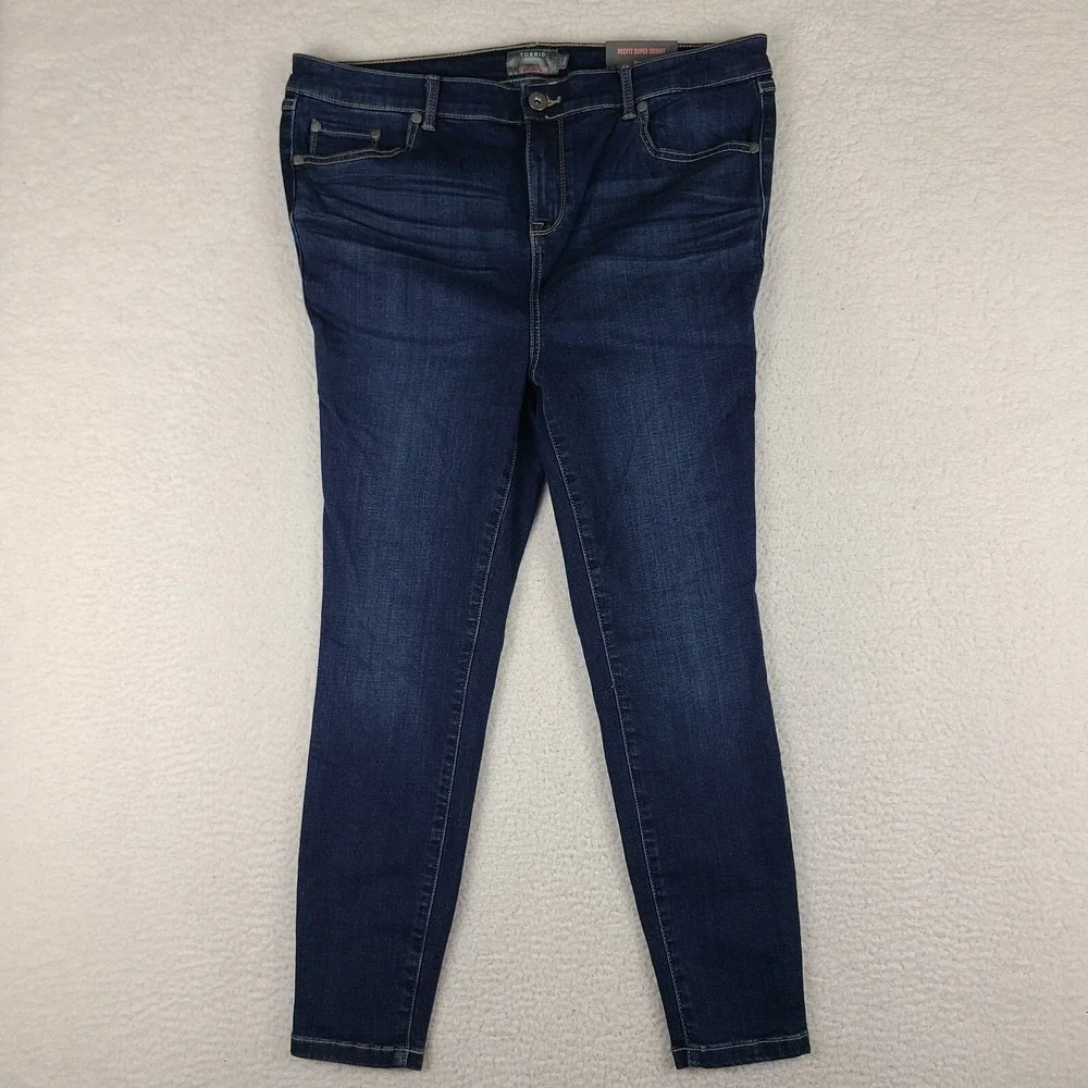 Torrid Jeans Women 16S 16 Short Blue Mid Fit Super Skinny Soft Dark Wash NWT NEW