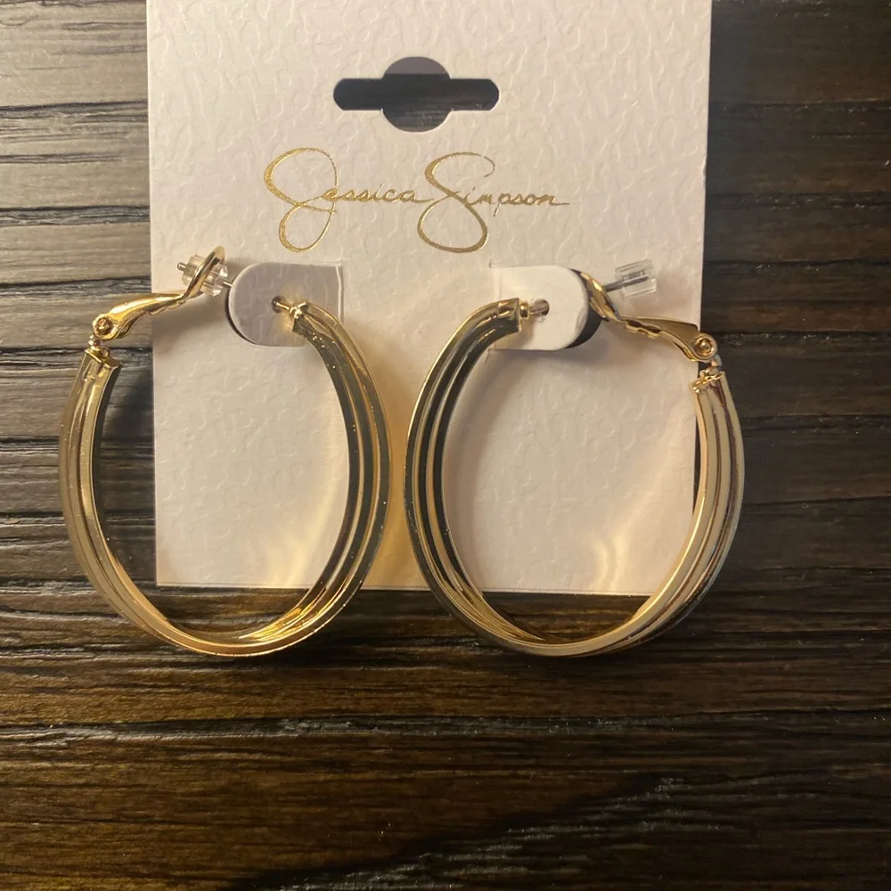 NEW Jessica Simpson gold tri-hoop earrings