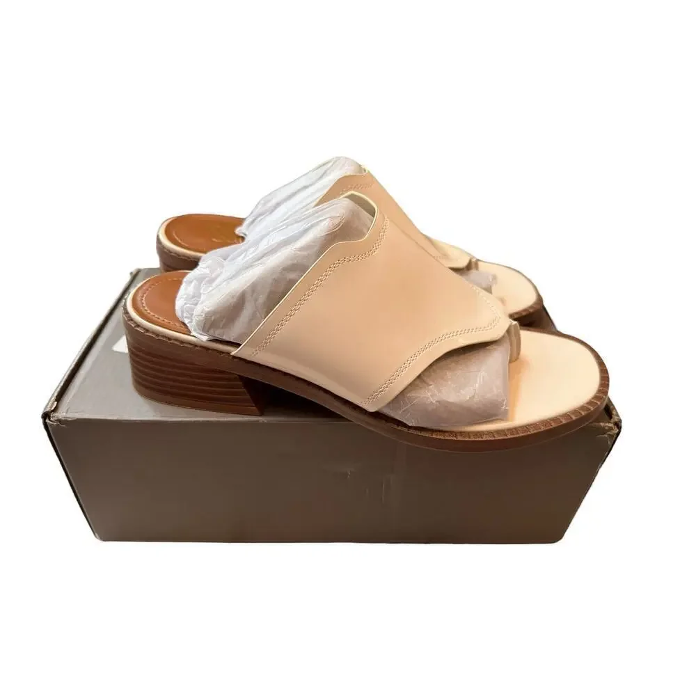 Franco Sarto Women's White SY Simona Stacked Heel Slip-On Sandals Size 8.5 M
