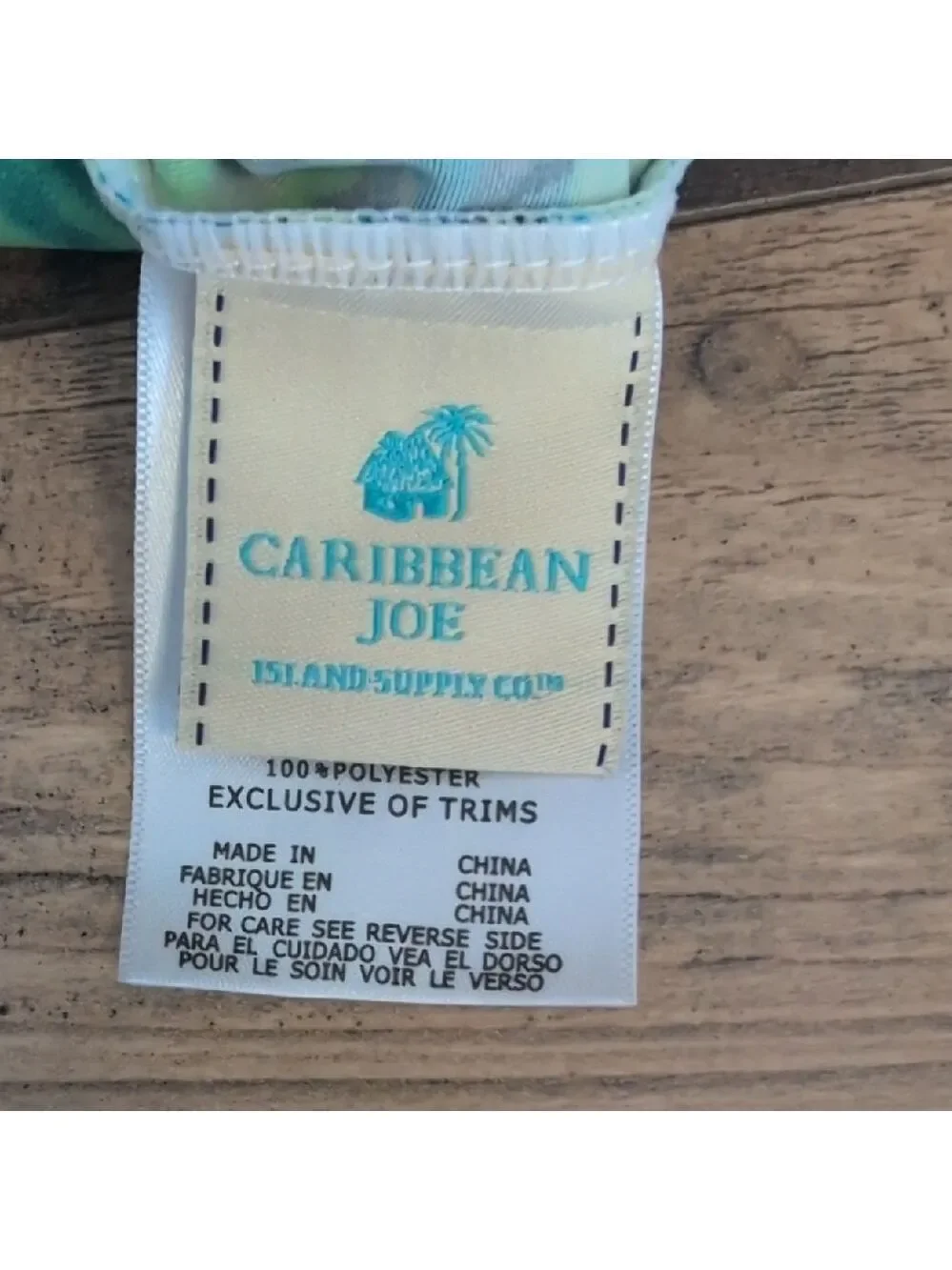 Caribbean Joe Blue and Green Leaf Print Tankini Swim Top 14      -628E