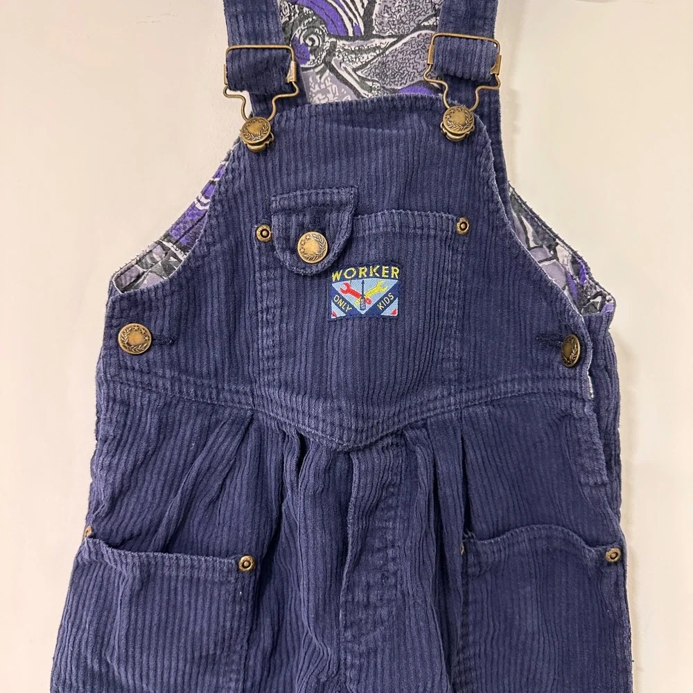 Vintage Formicula Corduroy Worker Overalls Kids 3T Navy‎ Blue Adjustable | Retro